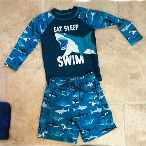 Little Boys - Hatley Swimming Trunks & Rash Guard